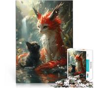 Puzzle da 2000 pezzi per adulti Gatto Drago Gattino Fantasy Giocattoli da gioco per regalo di famiglia con poster abbinato e foglio di quiz 70x100cm