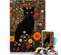 Puzzle da 2000 pezzi per adulti Gatto nero nel campo di fiori Giocattoli da gioco per regalo di famiglia per la decorazione della casa 70x100cm