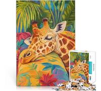 Puzzle da 2000 pezzi per adulti Giraffa addormentata nel paradiso tropicale Gioco pratico Migliorare l'amore tra le coppie 70x100cm