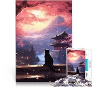 Puzzle da 2000 pezzi per adulti Il gatto della notte di luna in Giappone Giocattoli fai da te Migliorare l'amore tra le coppie 70x100cm