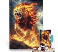 Puzzle da 2000 pezzi per adulti “ Il Re Leone del Fuoco” Fatto di carta,per età pari o superiore a 14 anni Giocattolo educativo antistress Regali di Babbo Natale segreto。misurare:70x100cm