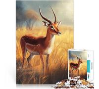 Puzzle da 2000 pezzi per adulti Impala nell'erba dorata Vacanza a casa: uccidere il tempo Ogni pezzo è unico - Gioco divertente e stimolante per tutta la famiglia 70x100cm