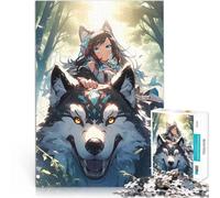 Puzzle da 2000 pezzi per adulti La ragazza e il lupo per il giocattolo di sfida del gioco educativo con poster abbinato e foglio di quiz 70x100cm