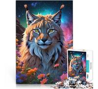 Puzzle da 2000 pezzi per adulti Lince nei fiori Fatto di cartone per età pari o superiore a 14 anni per la decorazione della casa Idee regalo misurare：70x100cm