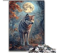 Puzzle da 2000 pezzi per adulti Lupo sotto la luna Difficile da completare ma divertente e umoristico, con poster abbinato e foglio di quiz 70x100cm