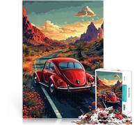 Puzzle da 2000 pezzi per adulti Maggiolino rosso sulla strada del deserto per età pari o superiore a 14 anni Giochi divertenti Attività divertenti a casa, regali di compleanno, regali di viaggio