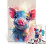 Puzzle da 2000 pezzi per adulti Maialino con spruzzi di colore Giochi educativi Decorazione della casa Gioco educativo per compleanno e Natale 70x100cm