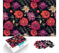 Puzzle da 2000 pezzi per adulti Motivi floreali vivaci su nero Giocattolo educativo antistress perché è ideale come regalo per tutta la famiglia 70x100cm