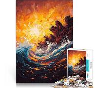 Puzzle da 2000 pezzi per adulti Onda oceanica infuocata, opera d'arte espressionista contemporanea Giochi educativi fai da te Un'opera d'arte 70x100cm