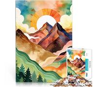 Puzzle da 2000 pezzi per adulti Paesaggio montano ad acquerello Giocattolo educativo per l'apprendimento Regali di Babbo Natale segreto 70x100cm
