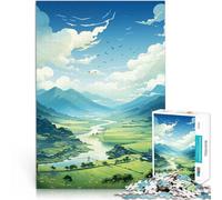 Puzzle da 2000 pezzi per adulti Paesaggio sereno della valle Per il divertimento in famiglia con poster abbinato e foglio di quiz 70x100cm