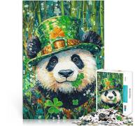 Puzzle da 2000 pezzi per adulti Panda del giorno di San Patrizio Fatto di cartone Adatto a partire dai 14 anni Giochi educativi per adulti e adolescenti Regalo di opere d'arte misurare：70x100cm