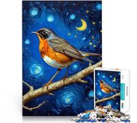 Puzzle da 2000 pezzi per adulti Pettirosso europeo nella notte stellata Divertimento in famiglia Lista dei desideri con Babbo Natale 70x100cm