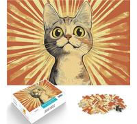 Puzzle da 2000 pezzi per adulti Poster originale del gatto sorpreso Fatto di carta，per età pari o superiore a 14 anni Gioco impegnativo Come regalo per tutta la famiglia e gli amici。