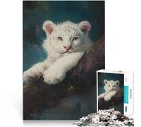 Puzzle da 2000 pezzi per adulti Ritratto di cucciolo di tigre bianca Analisi e logica con pezzi completamente interconnessi di forma casuale 70x100cm