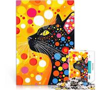 Puzzle da 2000 pezzi per adulti Ritratto di gatto colorato Gioco di famiglia antistress sfida difficile con poster abbinato e foglio di quiz 70x100cm