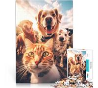Puzzle da 2000 pezzi per adulti “selfie di gatto con cani” Fatto di carta,da 14 anni in su Gioco di decorazione della casa Attività divertenti da fare a casa, regali di compleanno, regali di viaggio。