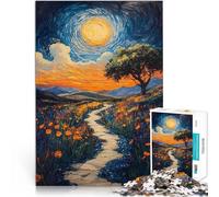 Puzzle da 2000 pezzi per adulti Sentiero illuminato dal sole tra i fiori selvatici Gioco a quiz Regalo di compleanno, regali, arte murale 70x100cm