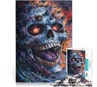 Puzzle da 2000 pezzi per adulti Teschio luminoso con pipistrelli Fatto di carta，per età 14+ Attività per famiglie con poster e foglio del quiz abbinati。misurare：70x100cm/27.5x39.3pollice