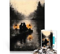 Puzzle da 2000 pezzi per adulti Tramonto romantico sul lago in stile monocromatico Assemblaggio del modello per la decorazione della casa 70x100cm