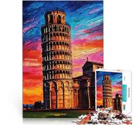 Puzzle da 2000 pezzi per adulti Tramonto sulla Torre Pendente di Pisa Gara di velocità delle mani Lista dei desideri con Babbo Natale 70x100cm