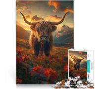 Puzzle da 2000 pezzi per adulti Tramonto sulle mucche delle Highlands Sfida difficile Ogni pezzo è unico - Gioco divertente e stimolante per tutta la famiglia 70x100cm