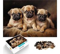 Puzzle da 2000 pezzi per adulti Tre cuccioli di carlino fulvi Giocattoli di gioco impegnativi Giocattoli per la decorazione della casa 70x100cm