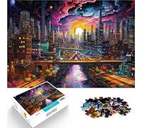 Puzzle da 2000 pezzi per adulti Trippy City - Skyline psichedelico Giocattoli fai da te con pezzi completamente interconnessi di forma casuale 70x100cm