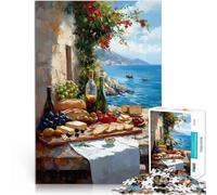 Puzzle da 2000 pezzi per adulti Vista sul Mediterraneo con cibo Gioco intellettuale giocattolo Adatto per la decorazione del desktop 70x100cm