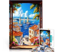 Puzzle da 2000 pezzi per adulti Vista sul porto mediterraneo Sfida di gioco educativo giocattolo Adatto per la decorazione del desktop 70x100cm