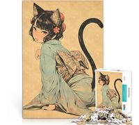 Puzzle da 2000 pezzi per adulti Xilografia vintage raffigurante una ragazza gatto Assemblaggio del modello Regalo di compleanno 70x100cm