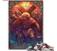 Puzzle da 2000 pezzi raffigurante Gesù in vetro colorato per adolescenti e adulti, antistress, per trascorrere il tempo libero e per interagire con i genitori durante le vacanze (70x100cm)