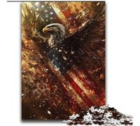 Puzzle da 2000 pezzi raffigurante l'aquila con la bandiera americana, regalo per adolescenti, un'offerta impegnativa e difficile da realizzare, ideale come regalo per tutta la famiglia (70x100cm)