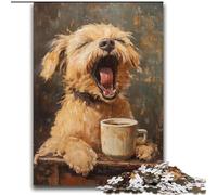 Puzzle da 2000 pezzi raffigurante un cane che beve caffè, per adolescenti, interessante strumento per ridurre lo stress e interagire con i genitori (70x100cm)
