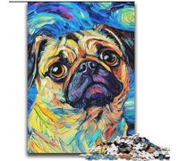Puzzle da 2000 pezzi raffigurante un carlino con cielo notturno,per adulti e adolescenti,difficile da completare ma divertente e spiritoso,regalo di compleanno,regali,decorazione da parete (70x100cm)