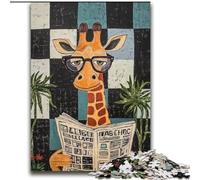 Puzzle da 2000 pezzi raffigurante una giraffa che legge il giornale, per adulti e ragazzi, gioco stimolante e gioco per famiglie, regalo di compleanno, regali, decorazione murale (70x100cm)