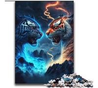 Puzzle da 2000 pezzi "Tigre di ghiaccio e fuoco" per adulti e ragazzi, modello da assemblare, ideale come regalo per tutta la famiglia, adatto per bambini di età compresa tra 14 e 70cm (70x100cm)