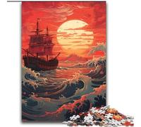 Puzzle da 2000 pezzi "Vecchia nave nell'oceano" per adulti e ragazzi, giochi educativi fai da te con poster abbinato e foglio di quiz per età 14+ (70x100cm)