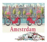 Puzzle da 300 pezzi Amsterdam Bikes & Tulips per adulti e puzzle in legno, gioco educativo per famiglie, 300 pezzi (40x28 cm)