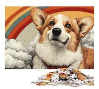 Puzzle da 300 pezzi "Arcobaleno Nuvole Corgi Avventura" in Legno per Adulti - Un interessante regalo per la riduzione dello stress per la famiglia e gli amici (40 x 28 cm)