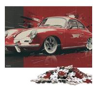 Puzzle da 300 pezzi, classico puzzle quadrato con auto sportiva rossa, per adulti e bambini, gioco di puzzle in legno, 300 pezzi (40x28 cm)