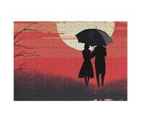 Puzzle da 300 pezzi con due persone sotto l'ombrello, puzzle personalizzato in legno per adulti, foto puzzle arte da appendere alla parete, decorazione per compleanno, matrimonio, San Valentino