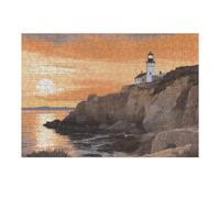 Puzzle da 300 pezzi con faro situato vicino al mare, puzzle personalizzato in legno per adulti, foto puzzle arte da appendere alla parete, decorazione per compleanno, matrimonio, San Valentino