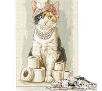 Puzzle da 300 pezzi con gatto regale e perle per adulti, puzzle in legno, rompicapo per bambini, 300 pezzi (40x28 cm)
