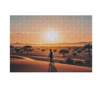 Puzzle da 300 pezzi con madri che camminano all'alba nel deserto e al tramonto, puzzle personalizzati in legno per adulti, foto puzzle arte da appendere alla parete, decorazione per compleanno