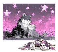 Puzzle da 300 pezzi con stelle e cuccioli per adulti, puzzle in legno, rompicapo per bambini, 300 pezzi (40x28 cm)