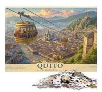 Puzzle da 300 pezzi con vista sulla funivia di Quito, puzzle quadrati creativi per adulti e puzzle in legno, gioco impegnativo, 300 pezzi (40x28 cm)