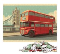Puzzle da 300 pezzi dell'autobus rosso di Londra per adulti, puzzle in legno, gioco educativo per bambini come regalo di Natale, 300 pezzi (40x28 cm)