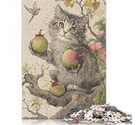 Puzzle da 300 pezzi "Kitten's Fruitful Day" per adulti, puzzle in legno, rompicapo per bambini, 300 pezzi (40x28 cm)