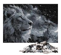 Puzzle da 300 pezzi "La maestà del leone sotto le stelle" per puzzle in legno, gioco educativo per adulti, 300 pezzi (40x28 cm)